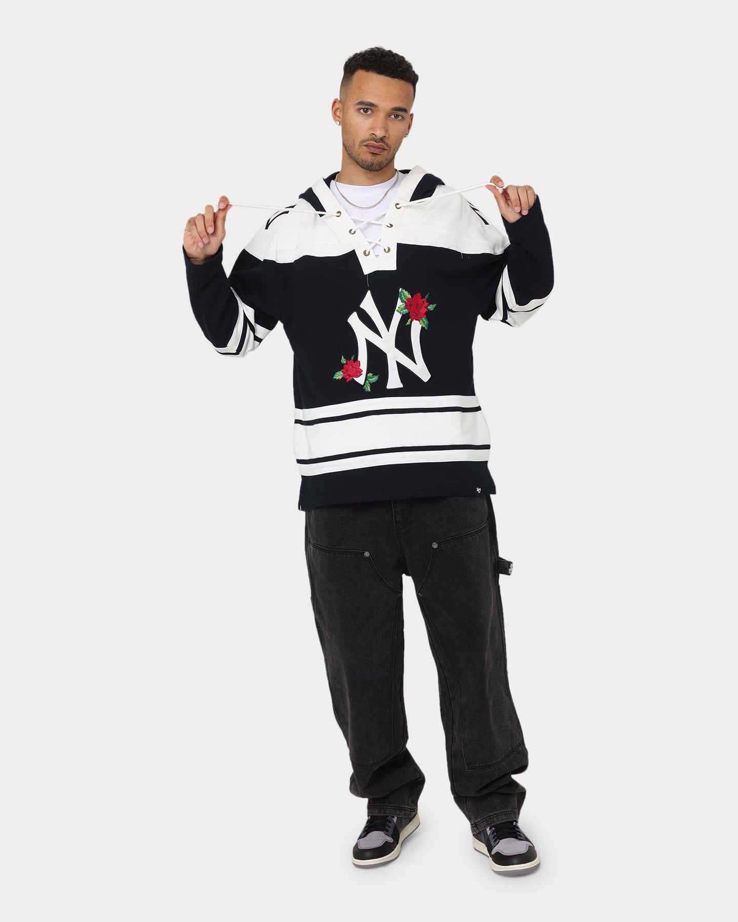 New York Yankees 47 Brand Superior Lacer Hoodie - Black | Men's Baseball Fan Apparel for Game Day & Casual Wear