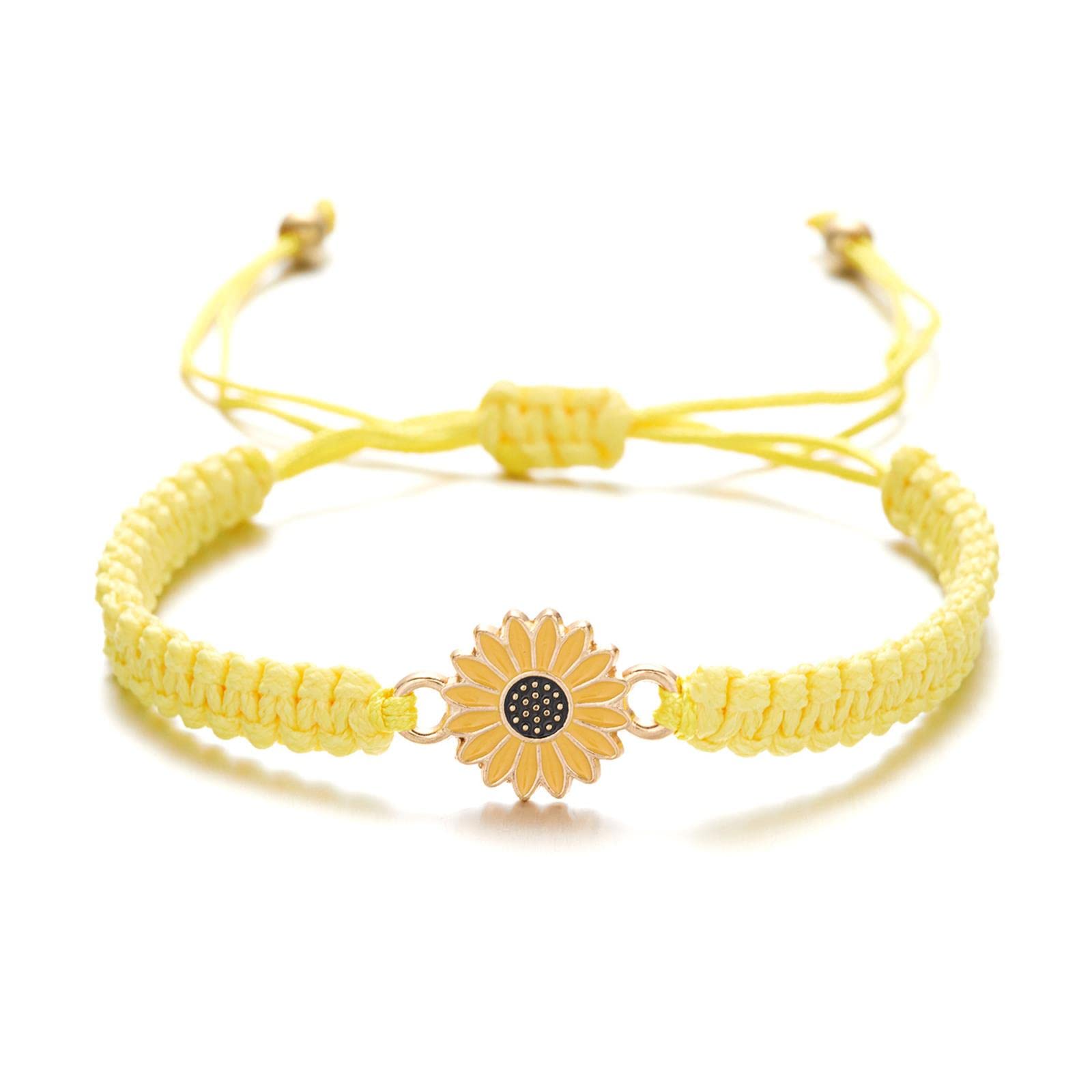 **Adjustable Sunflower Charm Bracelet - Handmade Boho Daisy Friendship Bracelet for Women, Couples & Friends | Summer Jewelry Gift for Her, Matching Promise Bracelet for Best Friends & Lovers**    *(Perfect for summer festivals, beach vacations, romantic dates, or as a heartfelt friendship gift!)*