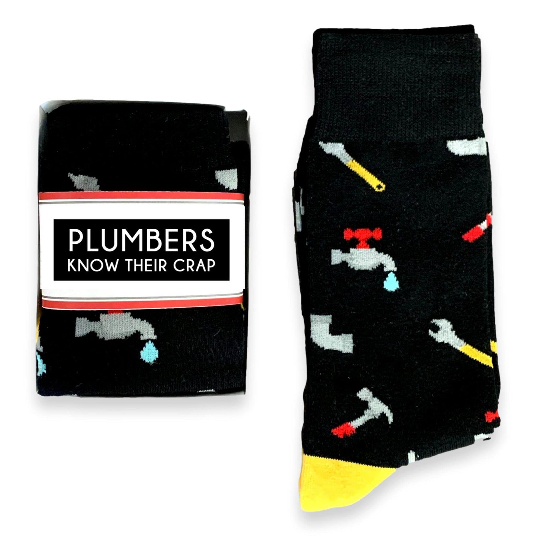 Funny Plumber Socks for Men - Novelty Crew Socks with Doodle Beads & 'Plumbers Know Their Crap' Design - Perfect Birthday Gift for Drain Surgeons & Plumbing Professionals (Great for Work, Gag Gifts & Casual Wear)