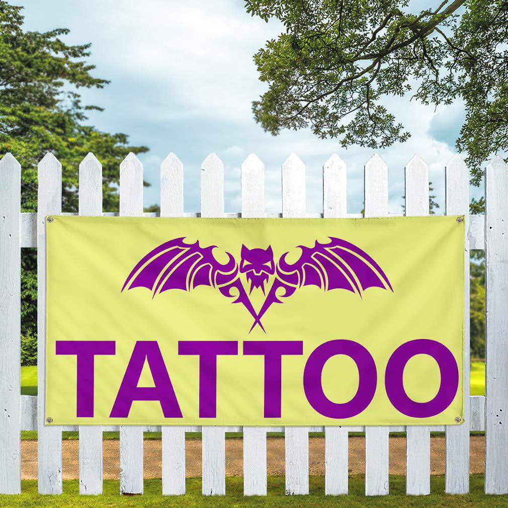 Custom Vinyl Banner 48x96 Inches - Durable Weatherproof Outdoor Advertising Sign with 8 Grommets for Tattoo Shops, Business Promotion & Yard Signs (Multiple Sizes Available) - Perfect for Trade Shows, Events & Industrial Use