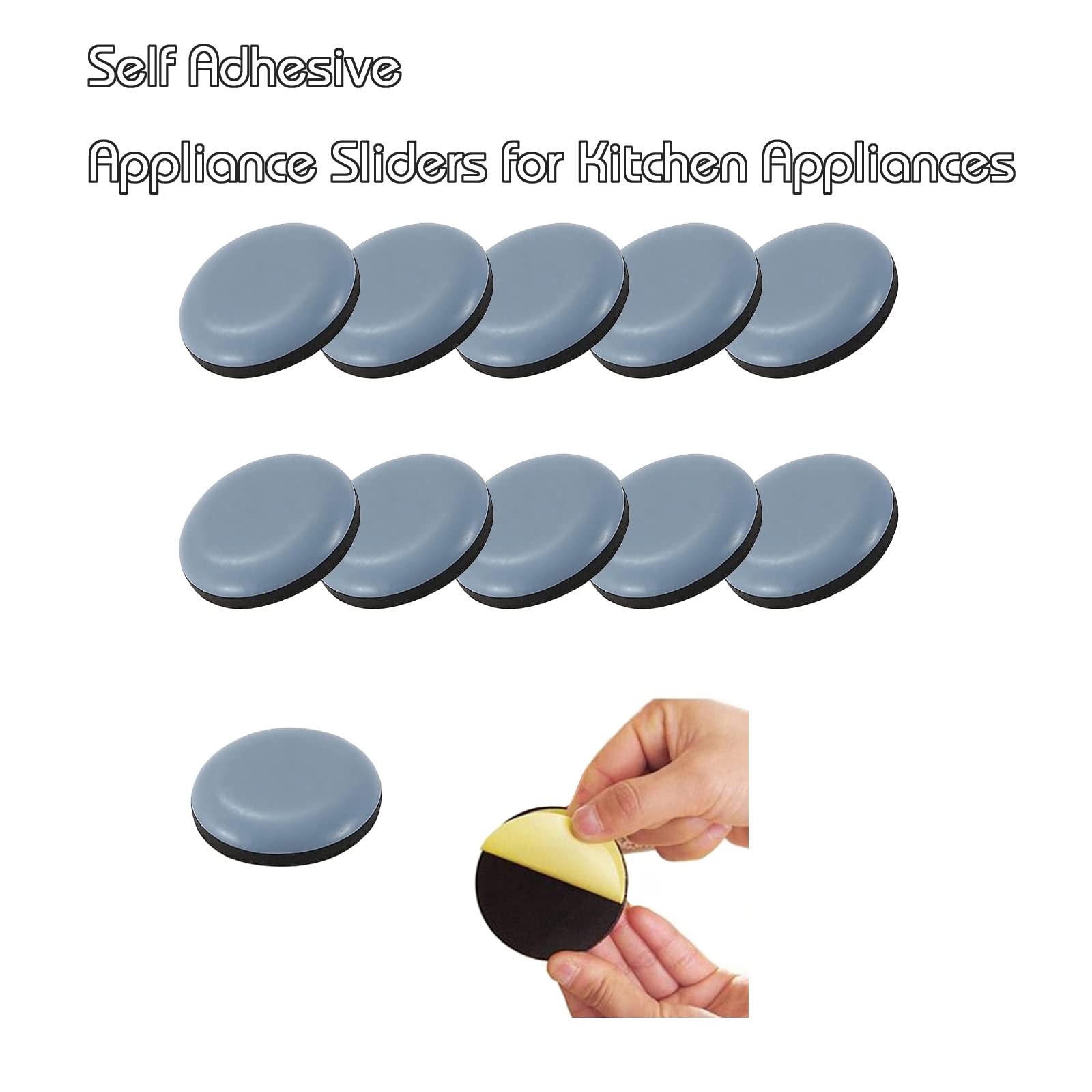 12Pcs Self-Adhesive Kitchen Appliance Sliders - Non-Slip Furniture Pads for Blender, Stand Mixer, Coffee Maker, Air Fryer & Pressure Cooker - Easy Glide & Protect Floors (Perfect for Heavy Appliances & Smooth Countertop Movement)