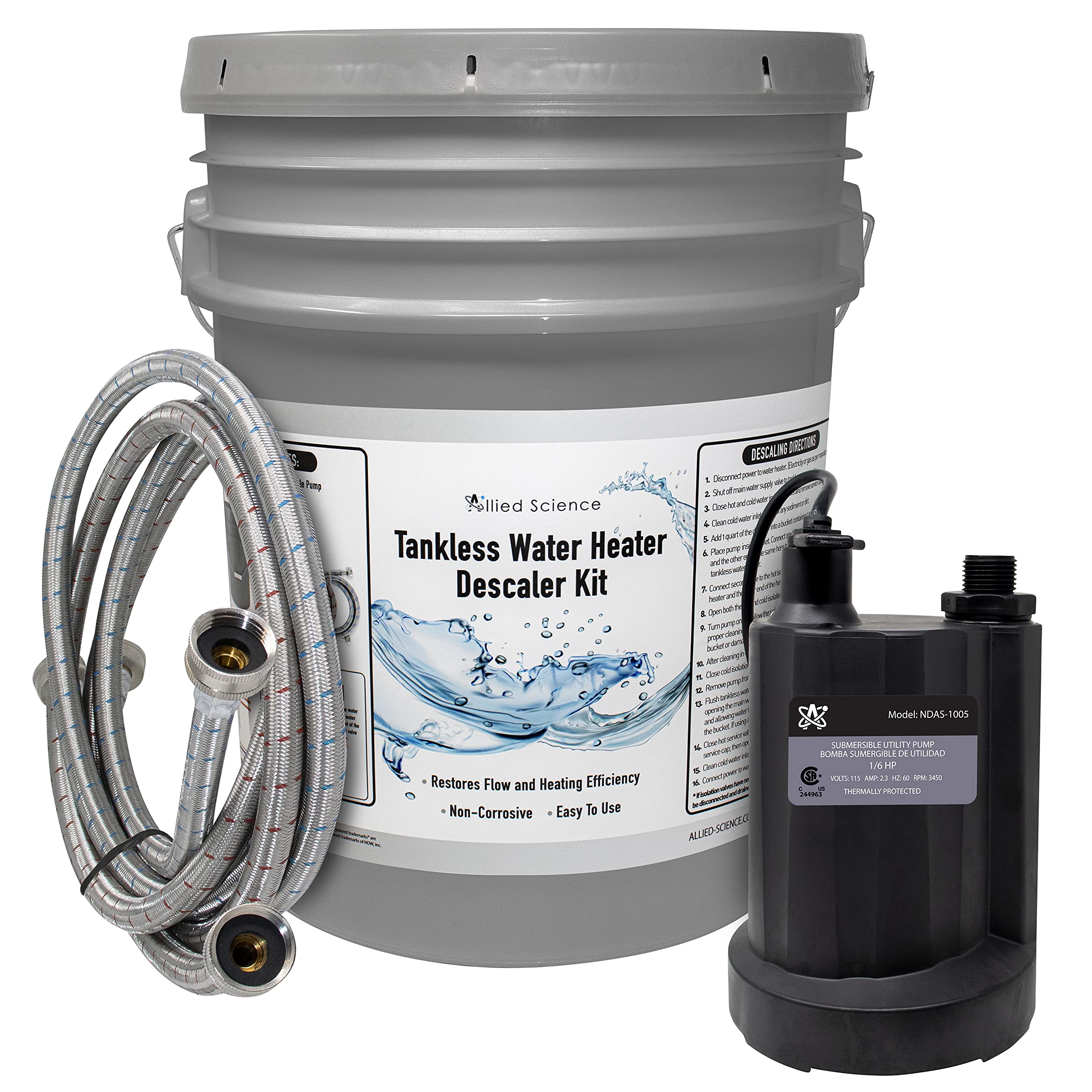High-Power 1/6 HP Submersible Pump Tankless Water Heater Flush Kit - Perfect for RV, Home & Outdoor Use