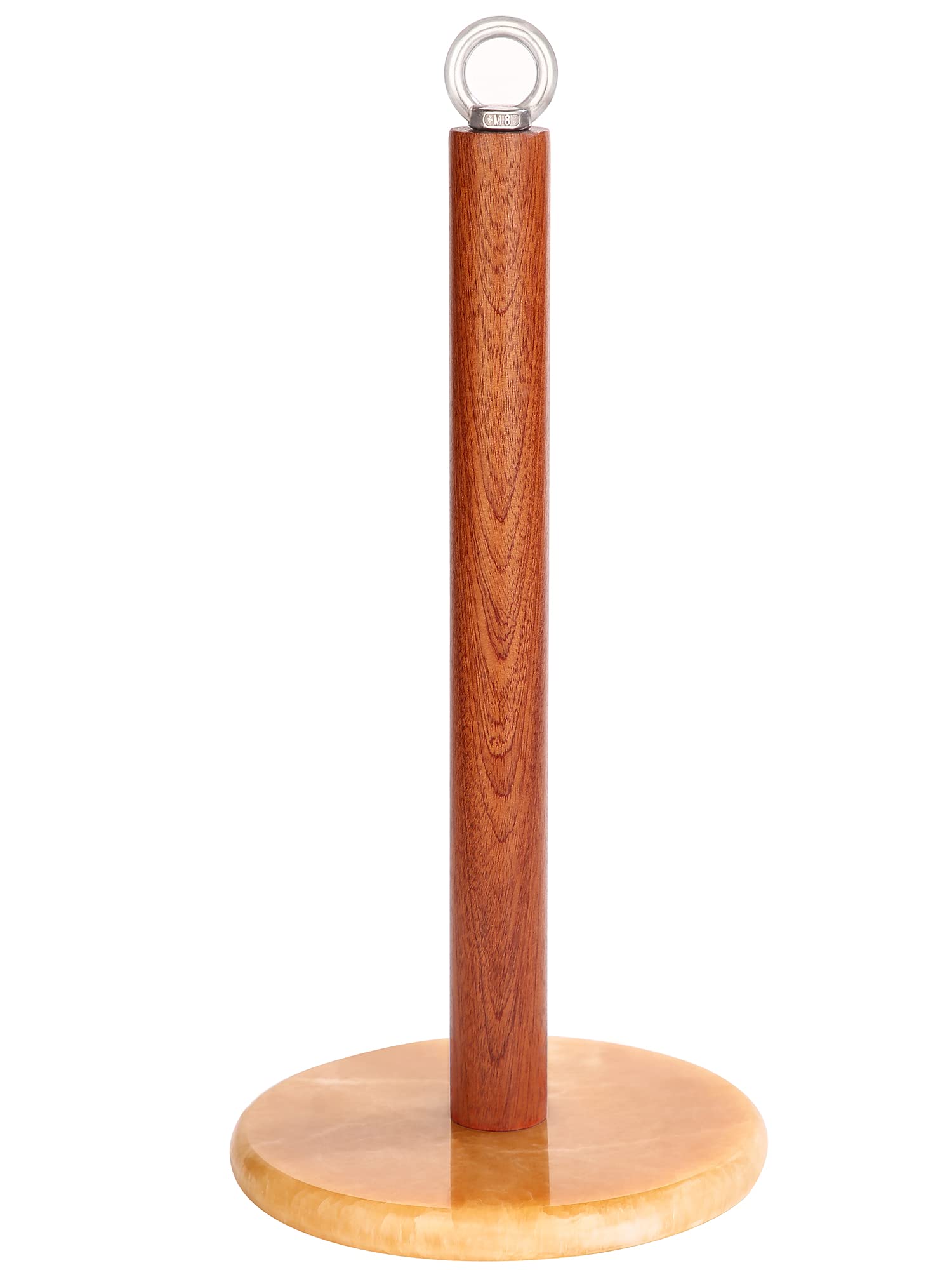 Modern Free-Standing Paper Towel Holder with Weighted Marble Base & Sapele Wood Poles - Standard & Jumbo Size Kitchen Countertop Dispenser (Yellow) - Perfect for Kitchens, Restaurants, and Office Break Rooms