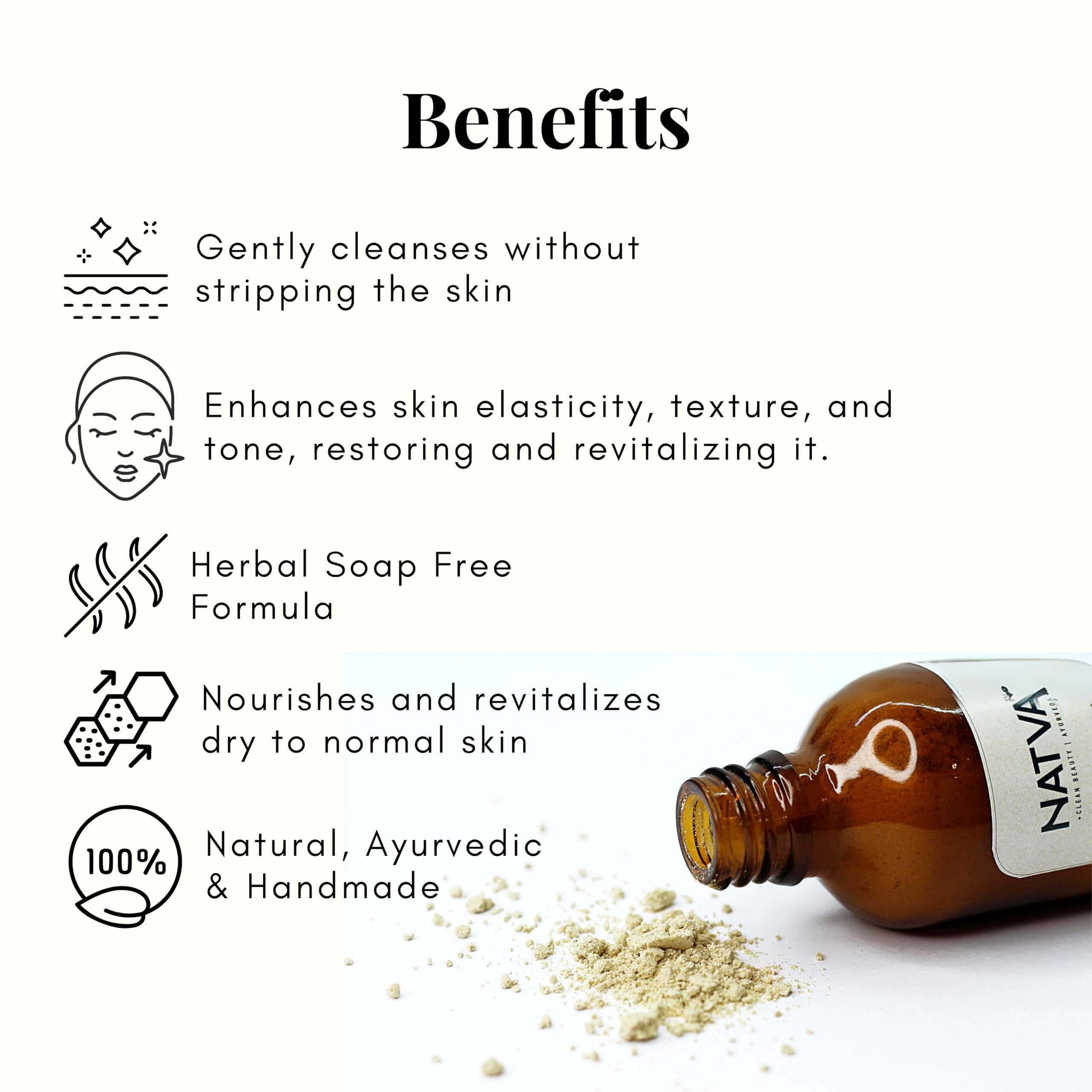 NATVA Soap Free Face Cleanser for Dry Skin - 30gm | Natural Face Wash with Chamomile & Hibiscus | Gentle Daily Cleanser for Men & Women | 100% Natural Ingredients | Perfect for Sensitive Skin & Morning/Night Routine