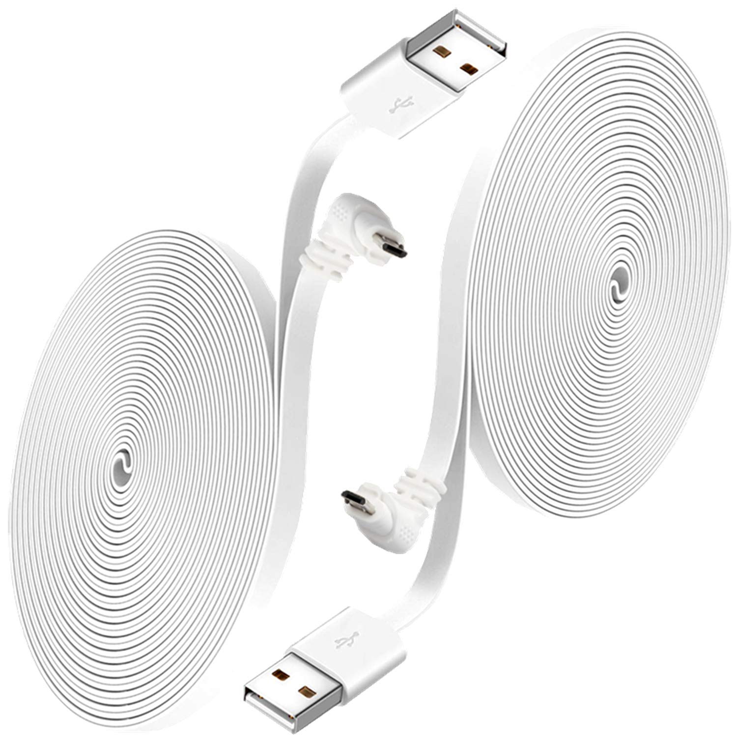 2-Pack 20ft Weatherproof Charging Cable & Power Adapter for Arlo Pro/Pro 2/Arlo Go Cameras - Indoor/Outdoor Use for Home Security, Baby Monitoring & Pet Surveillance - Never Worry About Low Battery Again