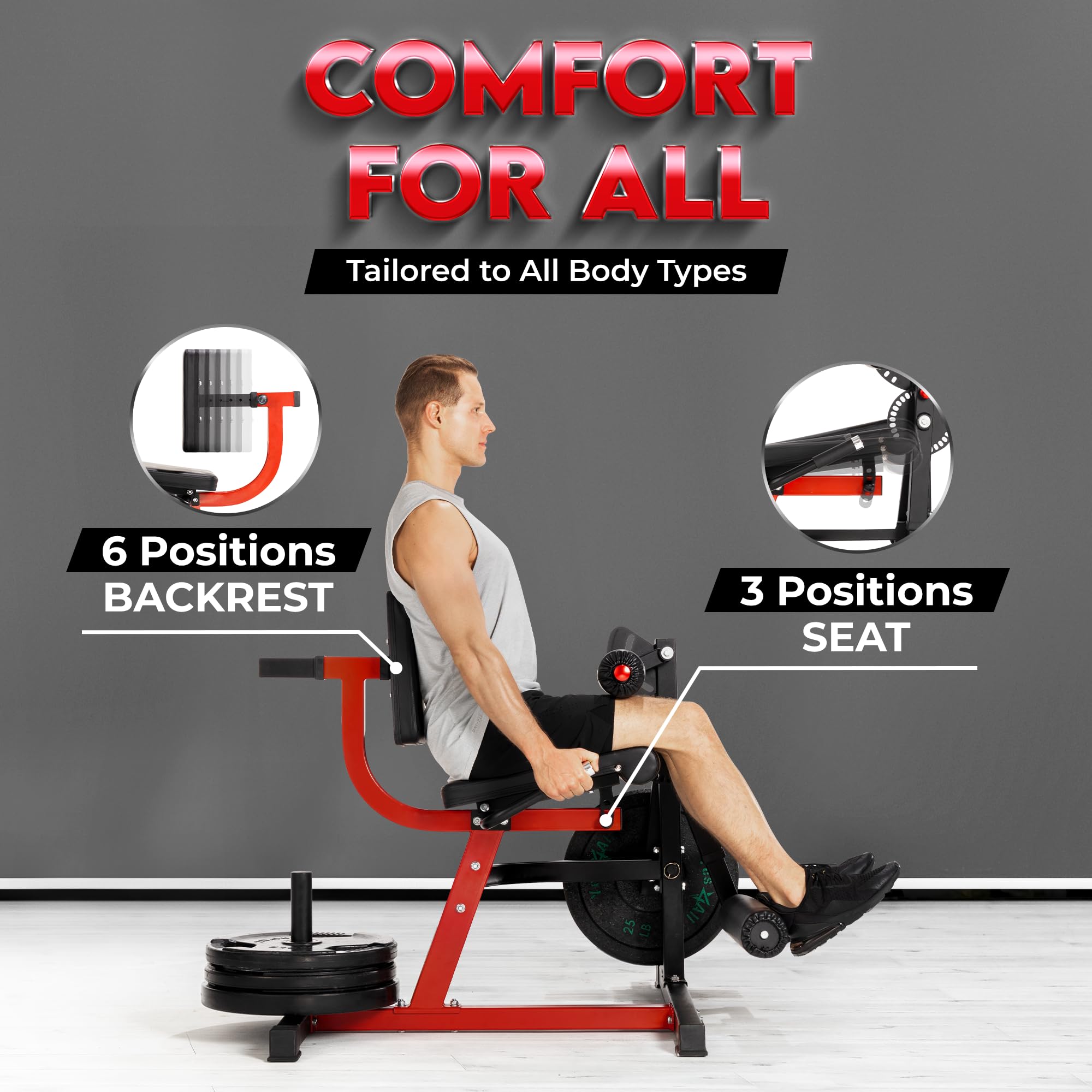 Yes4All Adjustable Leg Extension and Curl Machine with Plate Loaded - Home Gym Equipment for Thigh & Hamstring Workout - Perfect for Home Gym, Strength Training & Leg Day Exercises