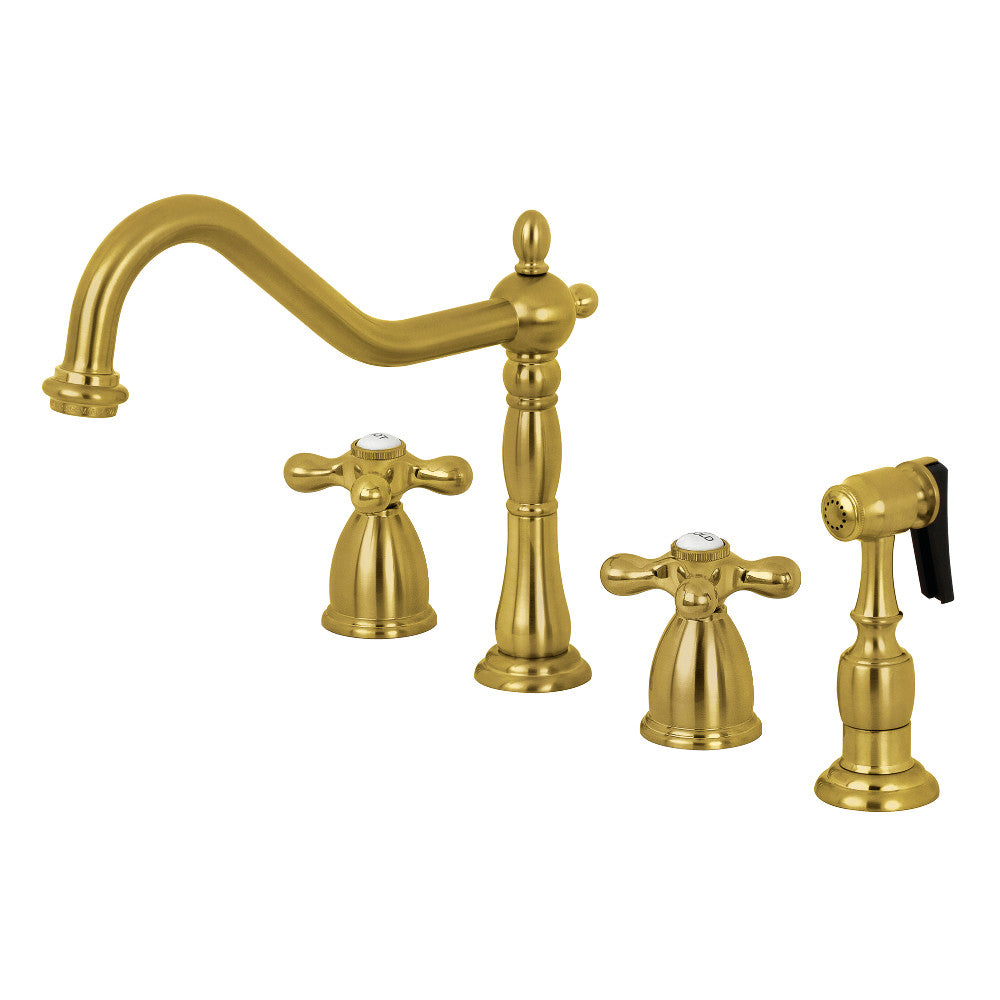Kingston Brass KB1793AXBS Widespread Kitchen Faucet - High Arc Pull-Down Sprayer, Oil Rubbed Bronze Finish, 3-Hole Installation - Perfect for Modern Kitchens & Farmhouse Sinks