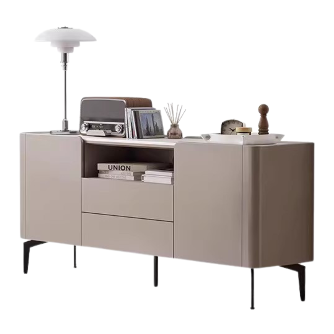 Solid Poplar Wood TV Stand with Slate Top - Modern Luxury Bedroom Furniture for Living Room & Home Entertainment Setup