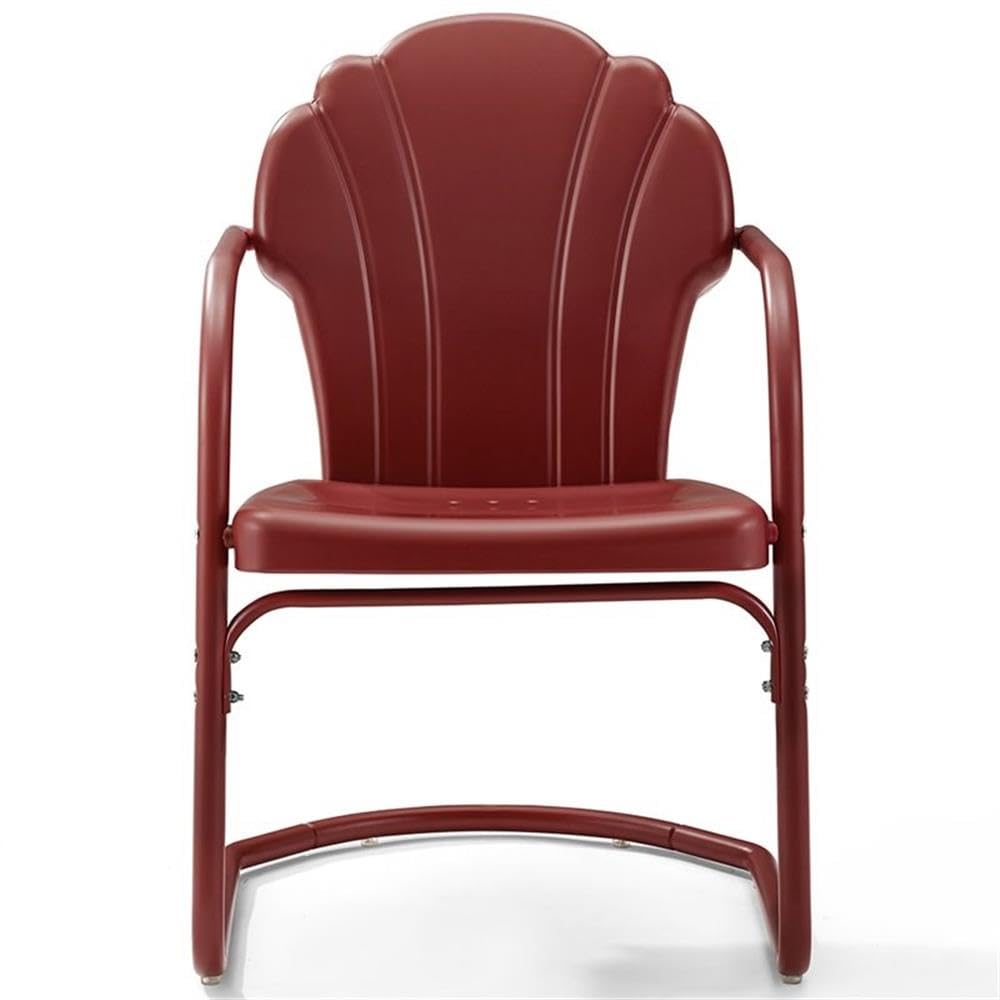 Dark Red Satin Steel Metal Outdoor Chairs (Set of 2) - Patio, Garden, Poolside & Backyard Seating Furniture for Relaxing