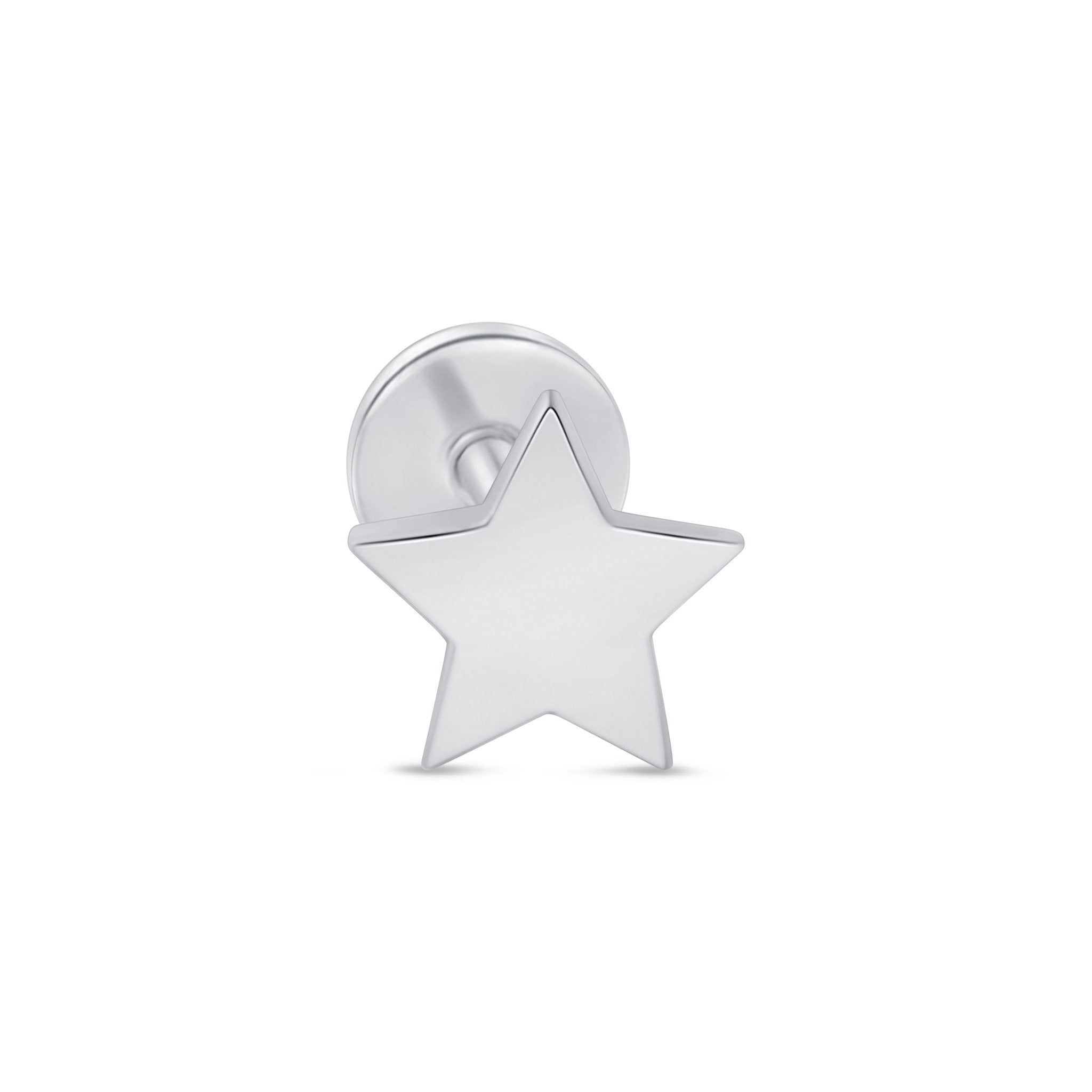 14K White Gold Star Flat Back Stud Earrings – Hypoallergenic & Durable for Everyday Wear | Perfect for Gifts, Parties & Special Occasions