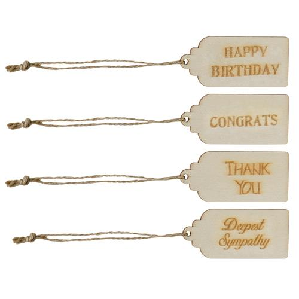 4-Pack Wooden Greeting Tags - Perfect for DIY Crafts, Gift Wrapping, and Wedding Decorations