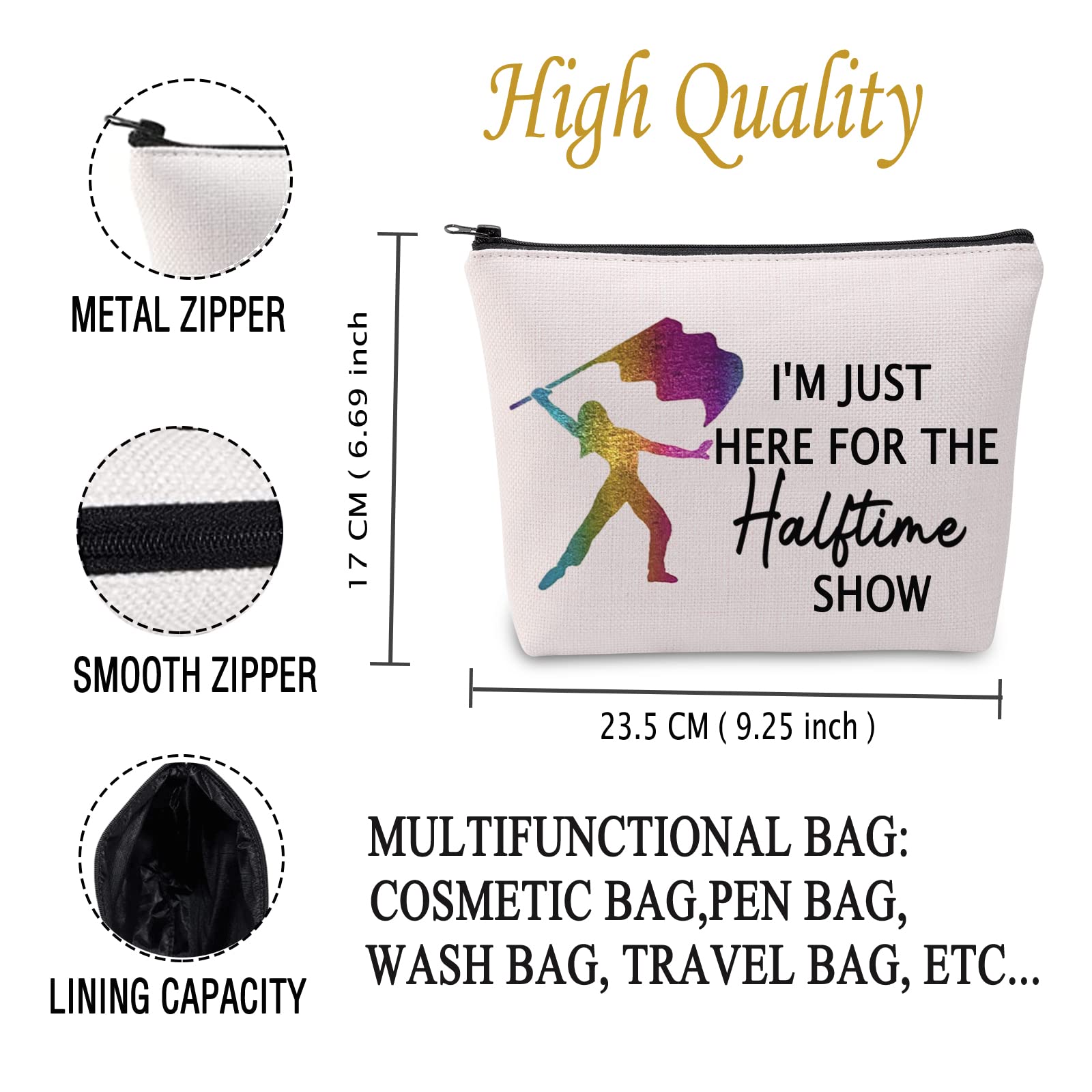 JXGZSO Halftime Show Makeup Bag - Color Guard Gifts for Teens, Travel Cosmetic Pouch | Perfect for Cheerleading, Football Games & School Events