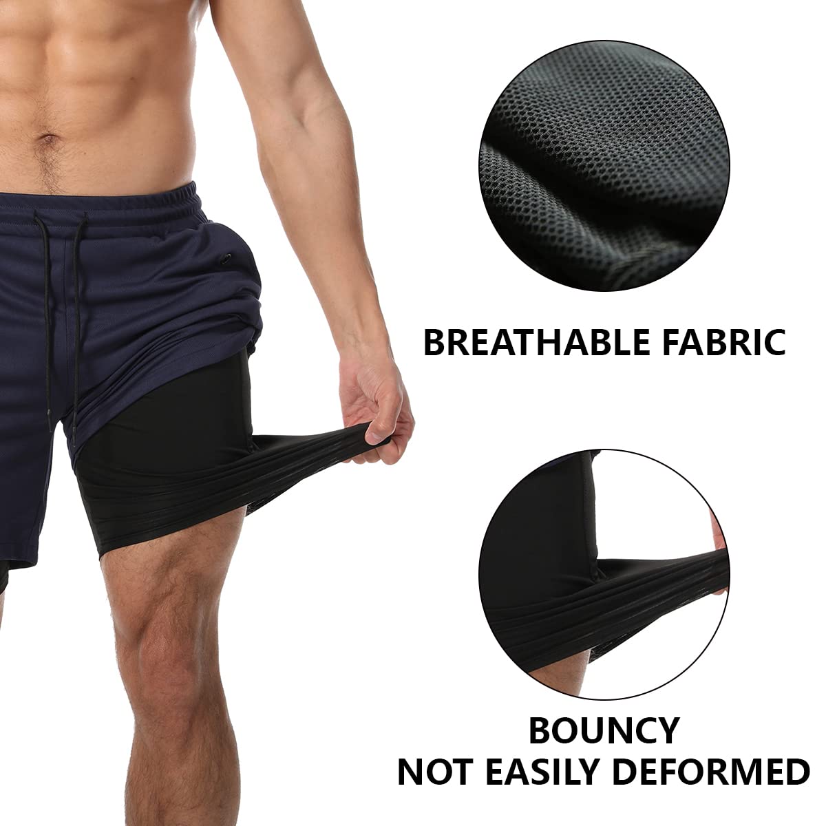 JWJ Men's 2-in-1 Workout Running Shorts 7 Inch with Compression Liner - Lightweight Athletic Gym Shorts for Running, Training & Basketball | Quick-Dry Breathable Fabric for Summer Sports & Outdoor Activities