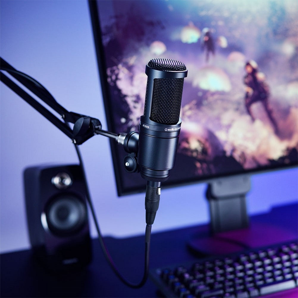 Audio Technica AT2020 Cardioid Condenser Microphone with Boom Arm - Professional Studio Recording Mic for Podcasting, Streaming & Voice Overs (USB/XLR) - Perfect for Home Studios & Content Creators