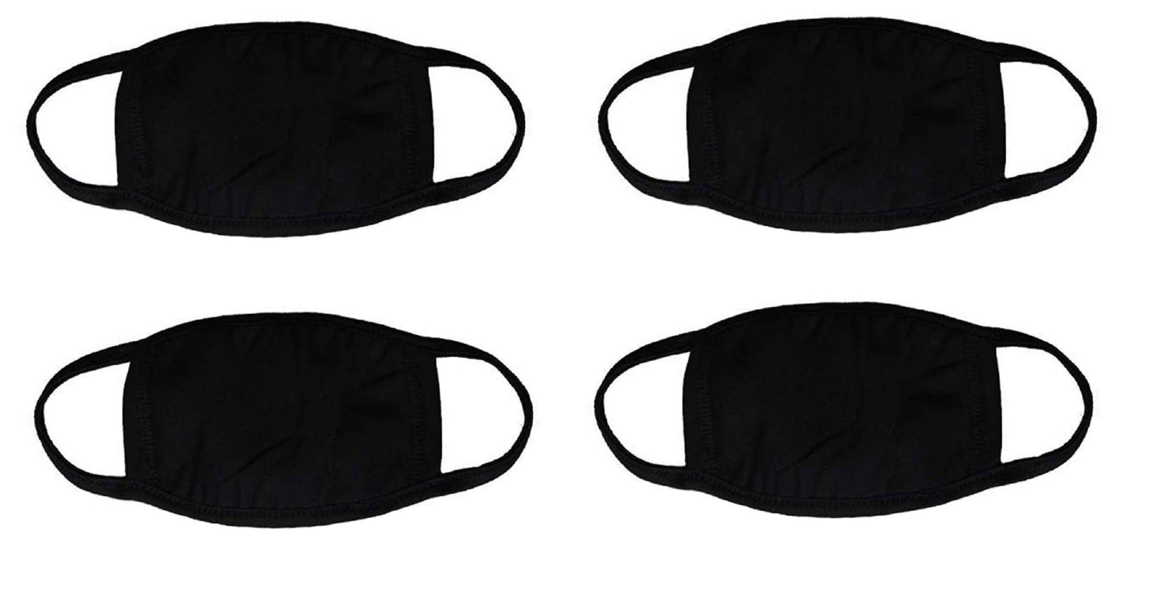 Epraiser Anti-Pollution Dust-Free Solid Black Cotton Doctor Face Mask (Pack of 4) - Breathable & Comfortable for Daily Use, Outdoor Activities, and Medical Professionals