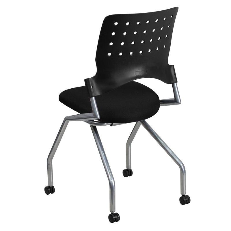 FLASH Galaxy Mobile Nesting Chair with Black Fabric Seat - Lightweight Folding Chair for Outdoor, Camping, Picnics, and Beach Use
