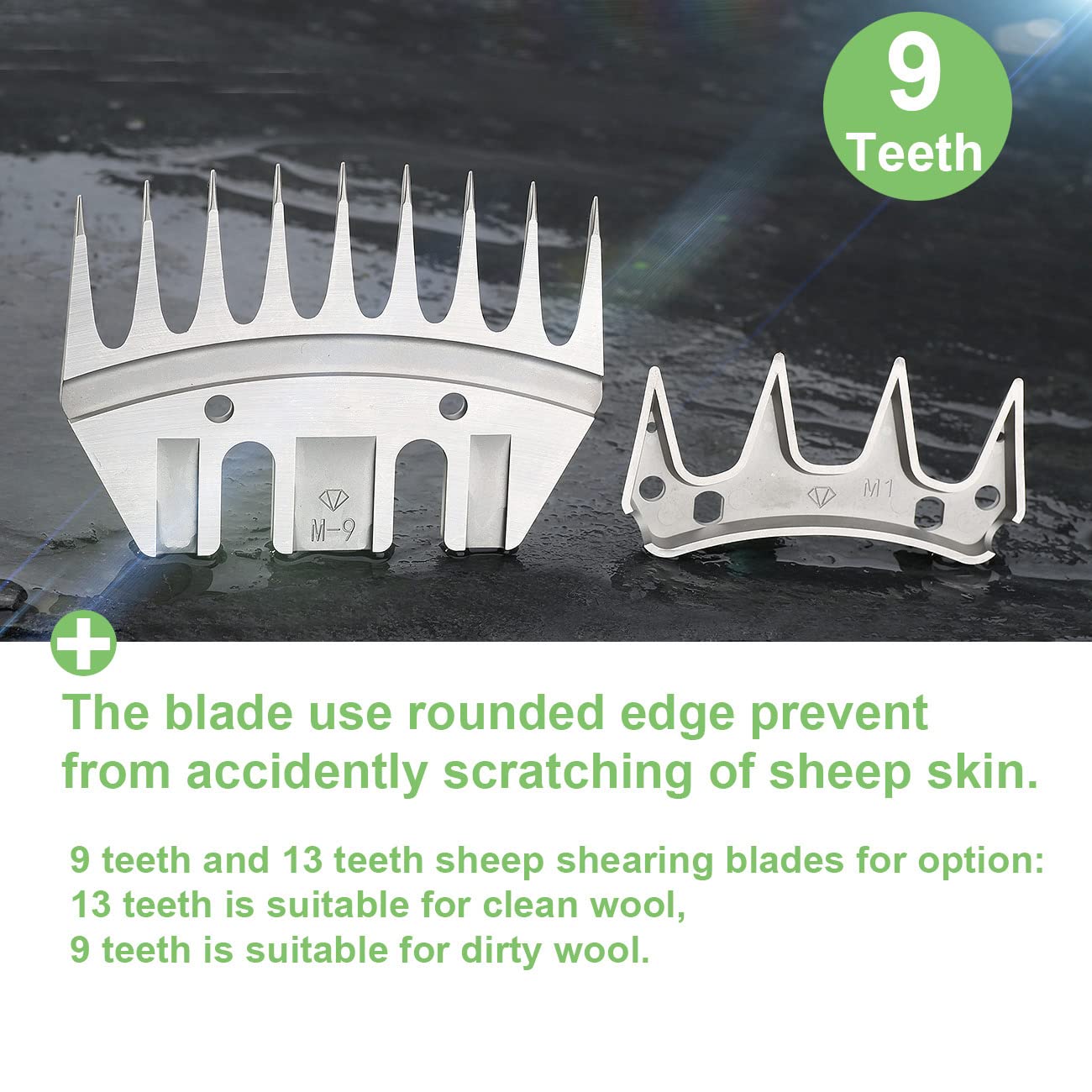 9 Teeth Sheep Shears Replacement Blades - Compatible with Oster, Lister, Heiniger Sheep Clippers - Detachable Animal Trimmer Shears for Grooming Goats, Lambs, Llamas, Alpacas - Perfect for Farm, Ranch, and Livestock Grooming (9 Tooth)