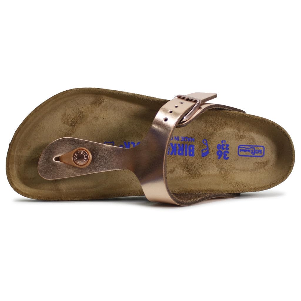 Birkenstock Gizeh SFB Metallic Copper Sandals - Women's Size 40 (EU) | Comfortable Cork Footbed Slides for Summer, Beach & Casual Wear