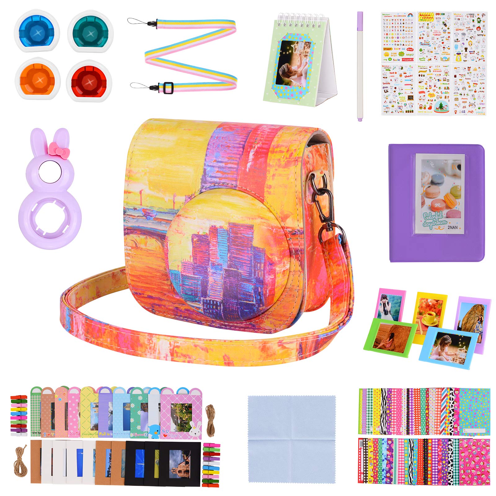 Tiessic Instax Mini 11 Accessories Kit - Compatible with Fujifilm Instax Mini 11 Instant Camera - Includes Protective Case, 64-Photo Album & More (14-Piece Set) - Perfect for Travel, Parties & Photo Scrapbooking