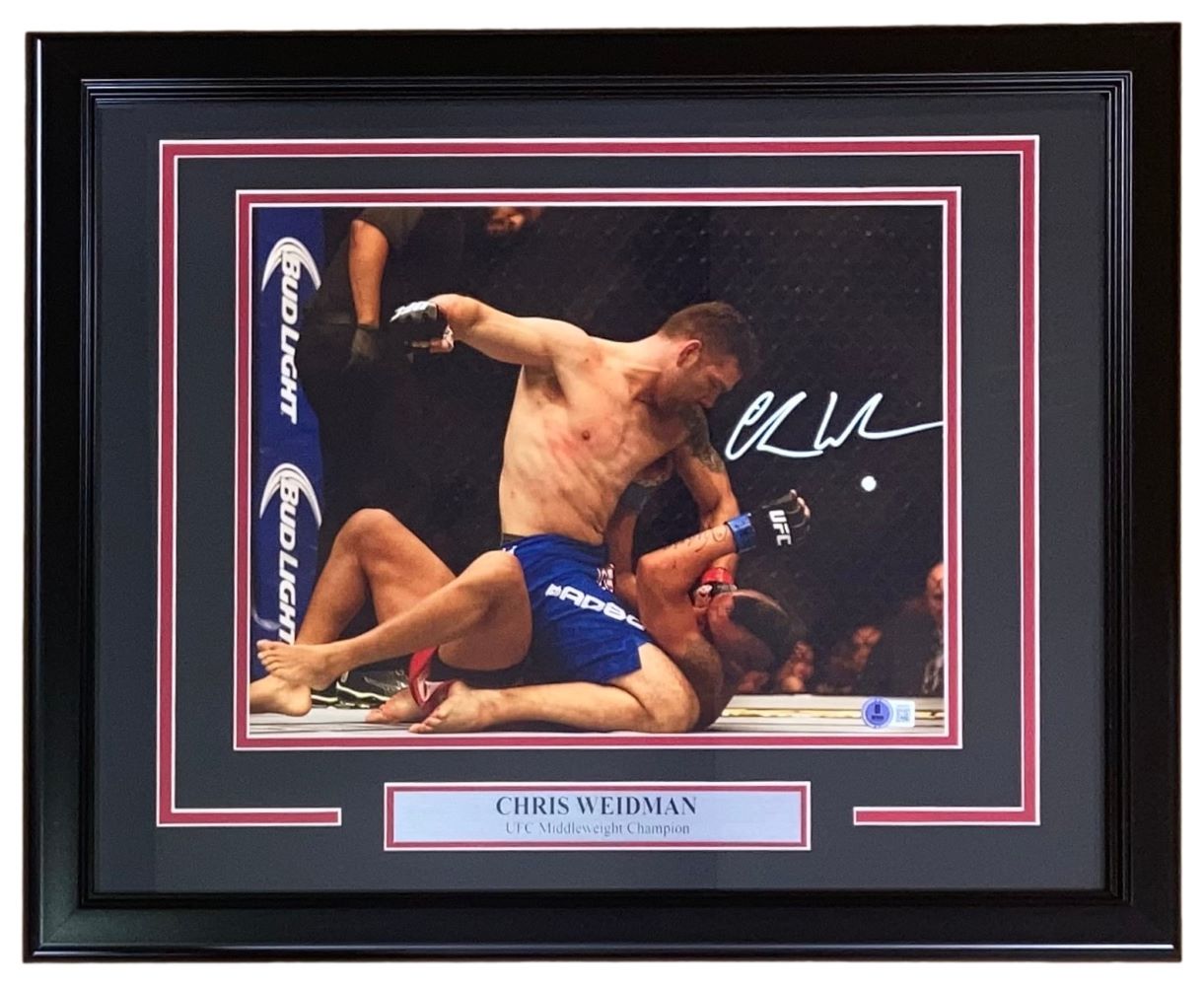 Chris Weidman Autographed UFC 11x14 Photo - Signed Framed Memorabilia for Sports Fans & Collectors - Perfect for Man Cave, Office Decor, or Gift for MMA Enthusiasts