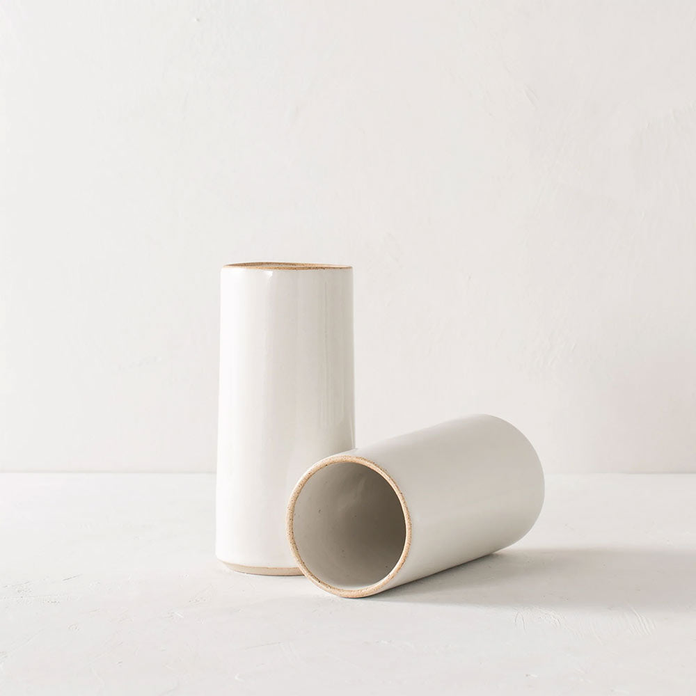 Minimalist Ceramic Vase - Handcrafted White Home Decor for Living Room, Dining Table & Wedding Centerpieces | Modern & Elegant Design