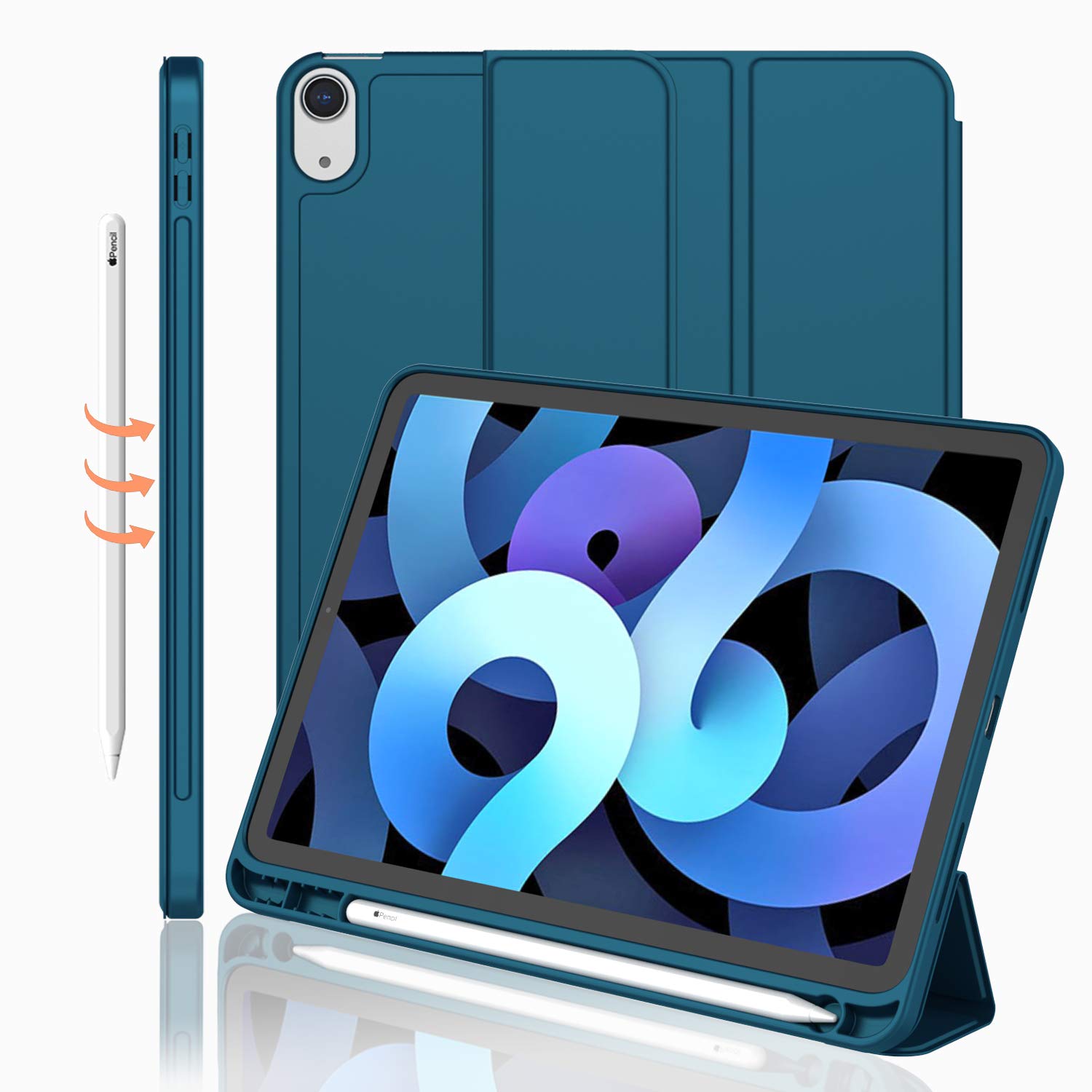 iMeeT iPad Air 5th/4th Generation Case 10.9 Inch (2022/2020 Model) - Premium Trifold Stand Smart Cover with Apple Pencil Holder, Supports Touch ID & 2nd Gen Pencil Charging - Emerald Green | Perfect for Work, School & Travel Protection
