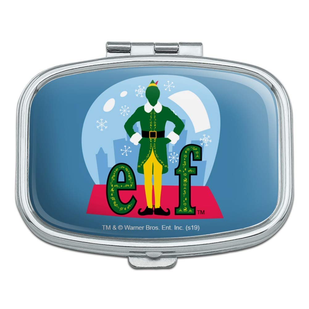 Elf Snow Globe Rectangle Pill Case & Trinket Gift Box - Perfect for Holiday Decor, Christmas Gifts, and Medication Storage