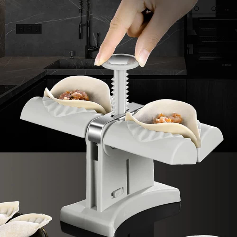 Foviza Automatic Dumpling Maker - Double Head Dumpling Press for Homemade Dumplings, Ravioli & Empanadas | Kitchen Gadget for Easy Dumpling Making | Perfect for Family Cooking, Meal Prep & Party Snacks