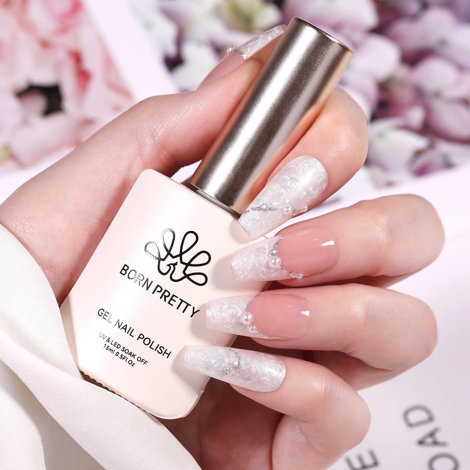 Shell Thread Nail Gel - Pearl White 15ml | Professional UV LED Soak Off Gel Polish | Perfect for Nail Art, Manicures & Salon Use