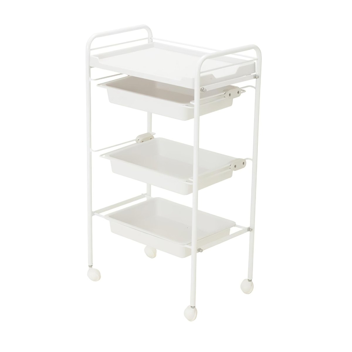 Beauty Plastic Storage Cart with 3 Shelves & Removable Tray - PST491 | Perfect for Bathroom, Salon, or Home Organization