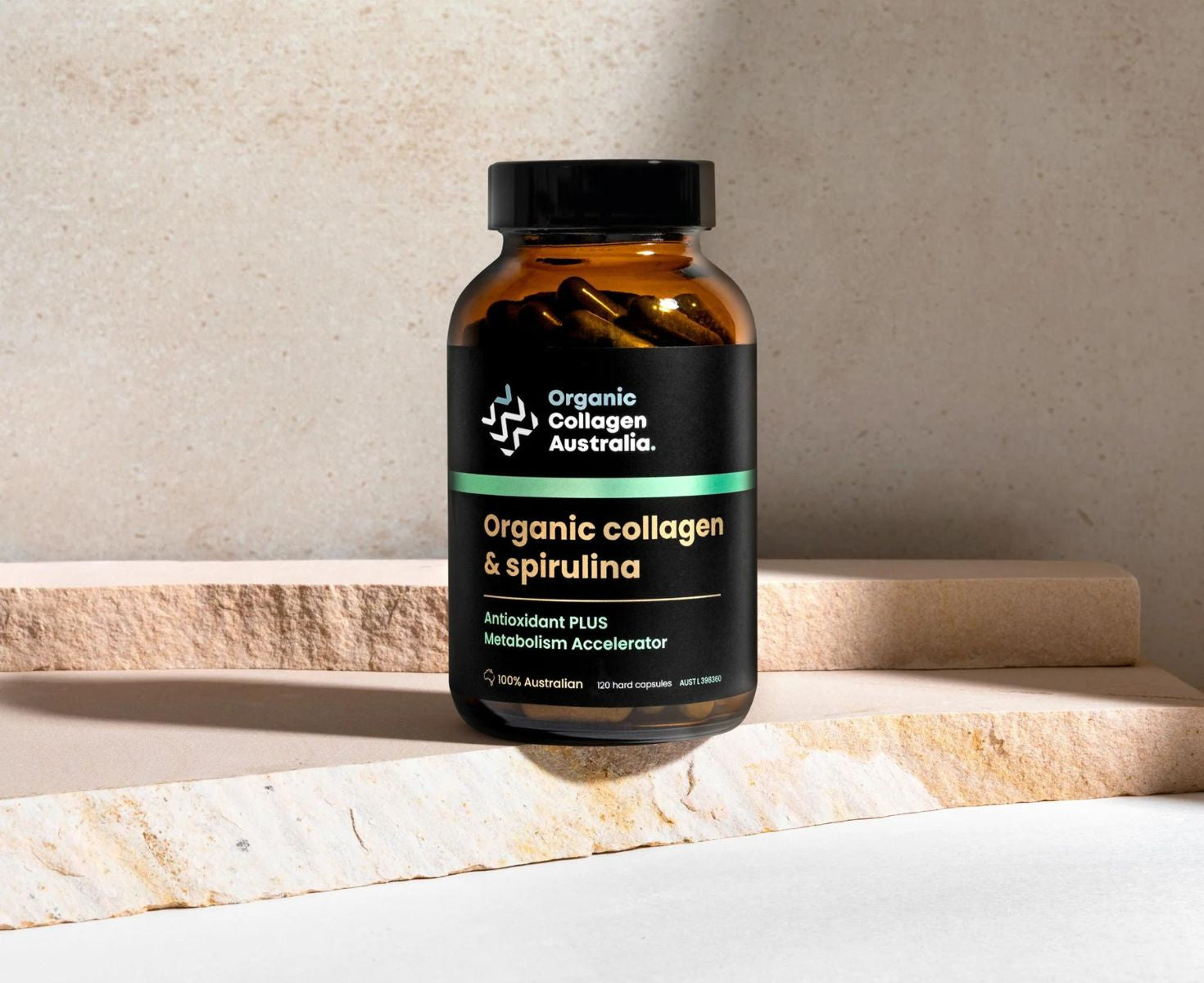 Organic Spirulina with Collagen Supplement - 120 Capsules for Immune Support, Skin Health & Detox - Perfect for Daily Wellness & Beauty Routine