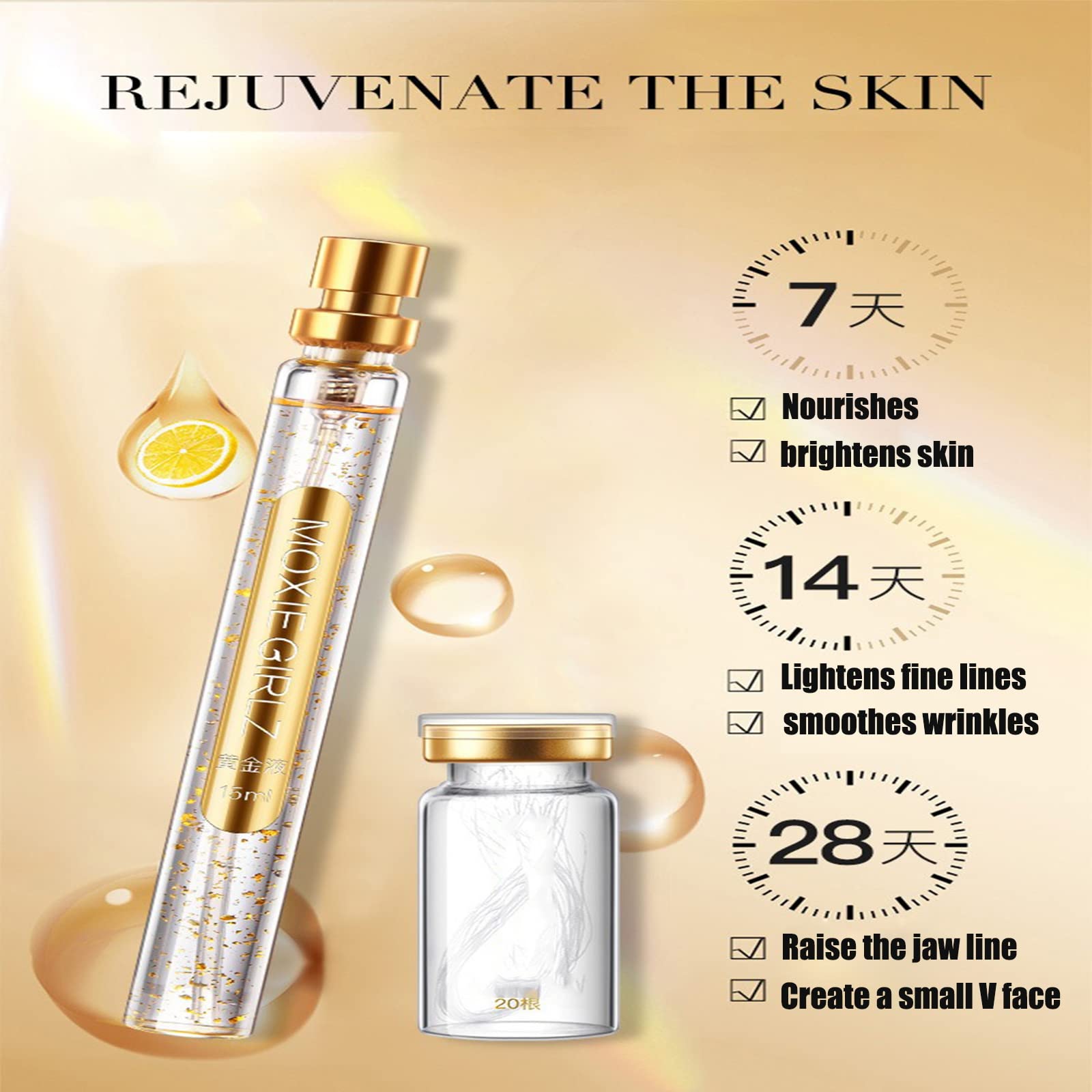 Instalift Protein Thread Lifting Set - Soluble Collagen Threads & Nano Gold Essence for Wrinkle Reduction & Skin Elasticity | Anti-Aging Face Lift Treatment for Fine Lines | At-Home Skincare Routine (1 Set + 3 Bottles)