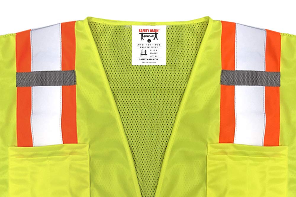 High Visibility Surveyor Vest - 10 Pack Medium, Solid Front & Mesh Back for Breathability - Ideal for Construction, Road Work & Safety Inspections