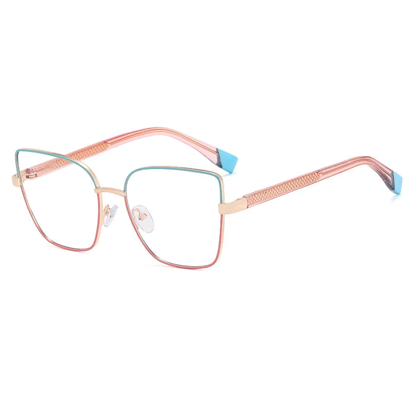 CCspace Women's Full Rim Cat Eye Square Alloy Eyeglasses Frame 57382 - Stylish Retro Glasses for Women, Lightweight Metal Frame for Office, Reading & Fashion Accessories