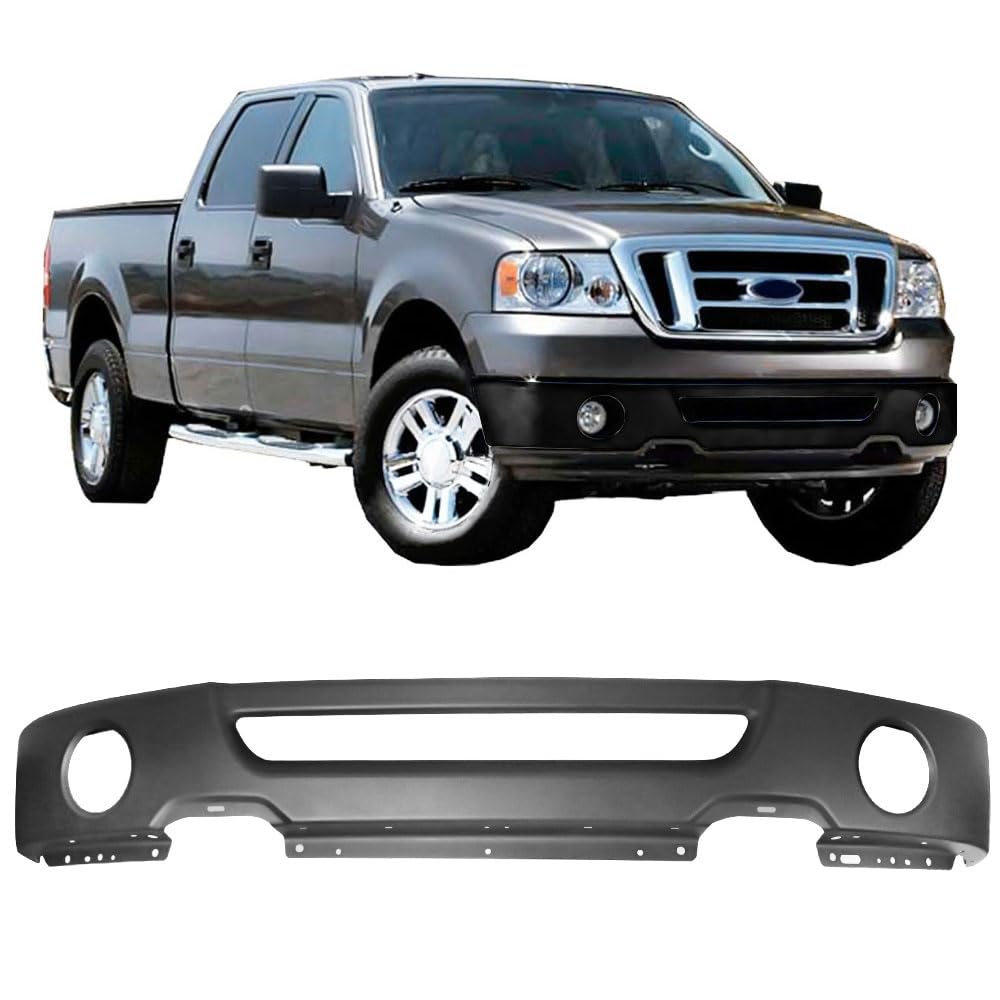 IKON MOTORSPORTS Front Bumper Grille Guard Compatible with 2006-2008 Ford F-150 & Lincoln Mark LT - Black Stainless Steel Lower Bumper Bar with Fog Light Holes - Off-Road Protection & Style Upgrade for Trucks