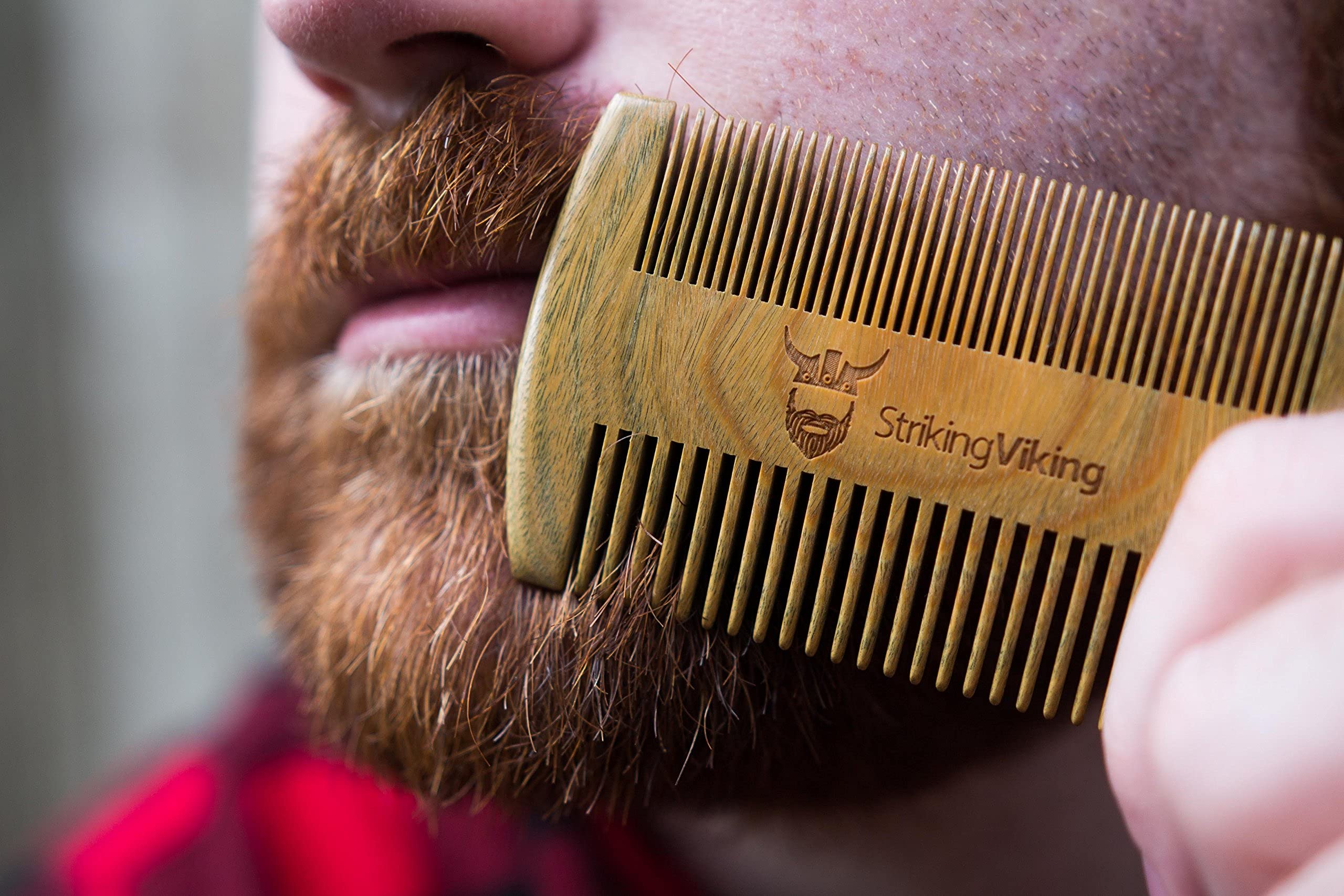 Premium Viking Sandalwood Beard Comb with Travel Case - Dual-Sided Fine & Coarse Teeth for Men's Grooming - Perfect for Beard Oil, Balm & Styling - Ideal for Travel, Home & Barbershop Use