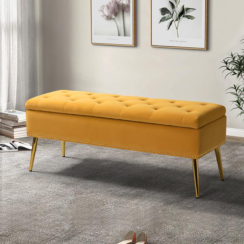 Lenore Upholstered Storage Bench with Cushion Seat - Modern Upholstered Ottoman for Bedroom, Living Room & Entryway - Multi-Functional Storage Furniture for Home Organization