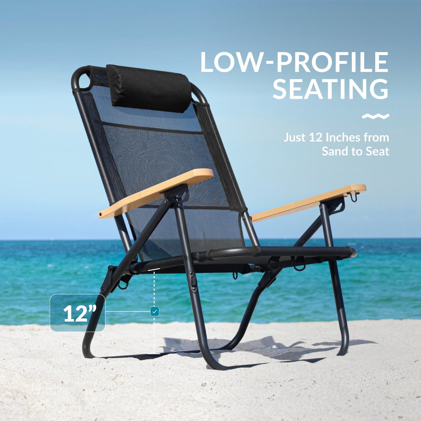 Portable Backpack Beach Chair for Adults - Adjustable Reclining Positions, Cup Holder & High Back Support - Lightweight Folding Chair for Beach, Camping, Picnics, Travel & Outdoor Relaxation - Perfect for Sunbathing, Backyard Lounging & Concert Seating
