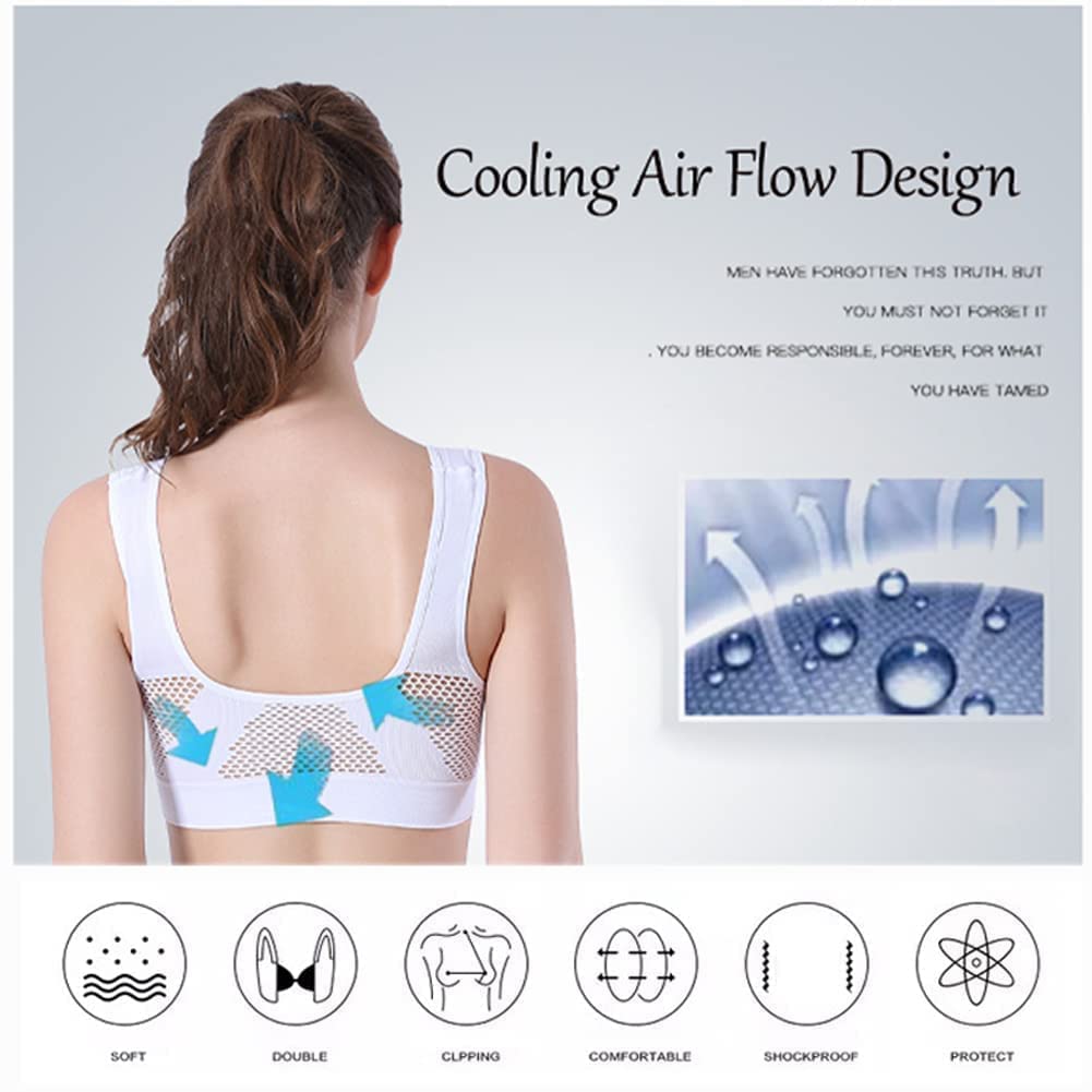 2/3 Packs Breathable Cool Lift Up Air Bra - Wireless Sports Bra for Yoga, Running & Gym - Comfortable & Supportive for Active Women