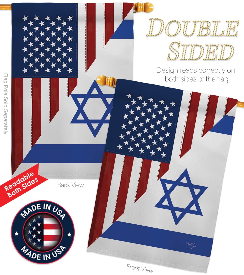 Israel US Friendship House Flag Set 28x40 with Pole - Outdoor Decor