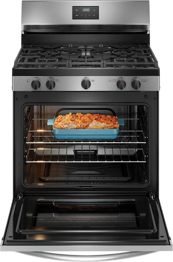 Frigidaire FCRG3052BS 30-Inch Stainless Steel Gas Range - Professional Style Oven with 5 Burners, Convection Bake & Self-Cleaning - Perfect for Home Kitchens & Cooking Enthusiasts