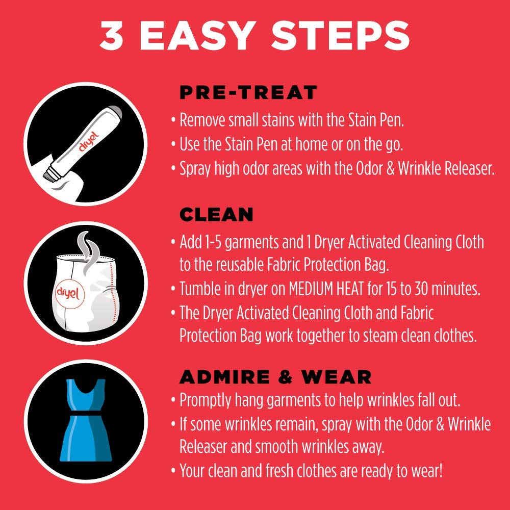 Dryel At-Home Dry Cleaner Refill Kit - 4 Pack (8 Loads) | Eco-Friendly Fabric Care Solution for Clothes, Suits & Delicates | Perfect for Travel, Office Wear & Special Occasions