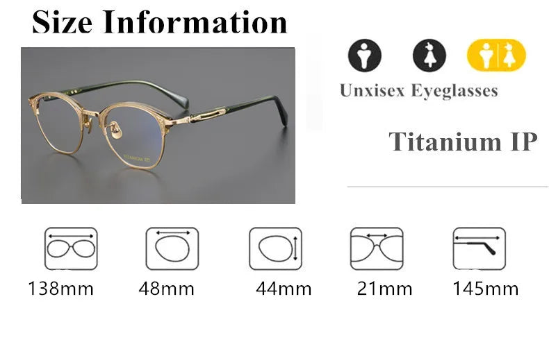 Stylish Aimee Unisex Square Titanium Acetate Eyeglasses 5051 - Lightweight & Durable Frame for Work, Reading & Fashion