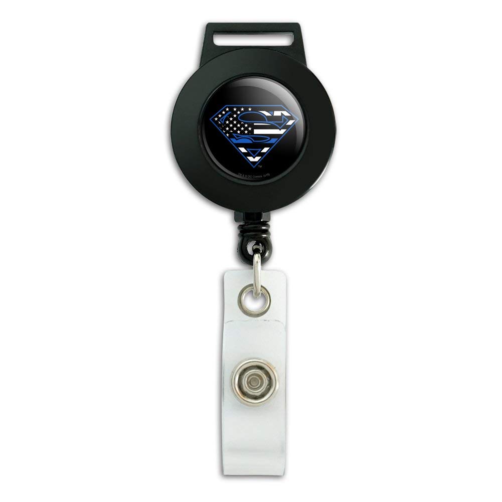 Superman Thin Blue Line Lanyard - Retractable Badge Holder for Work & Security