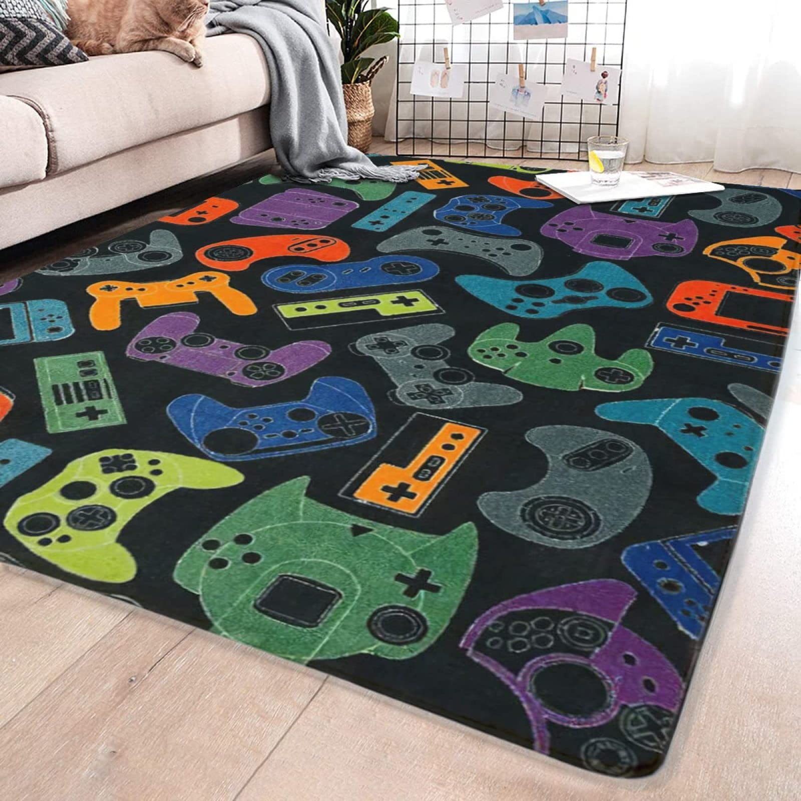 Gamer Rug 3x4ft - Soft Washable Carpet for Game Room & Living Room Decor
