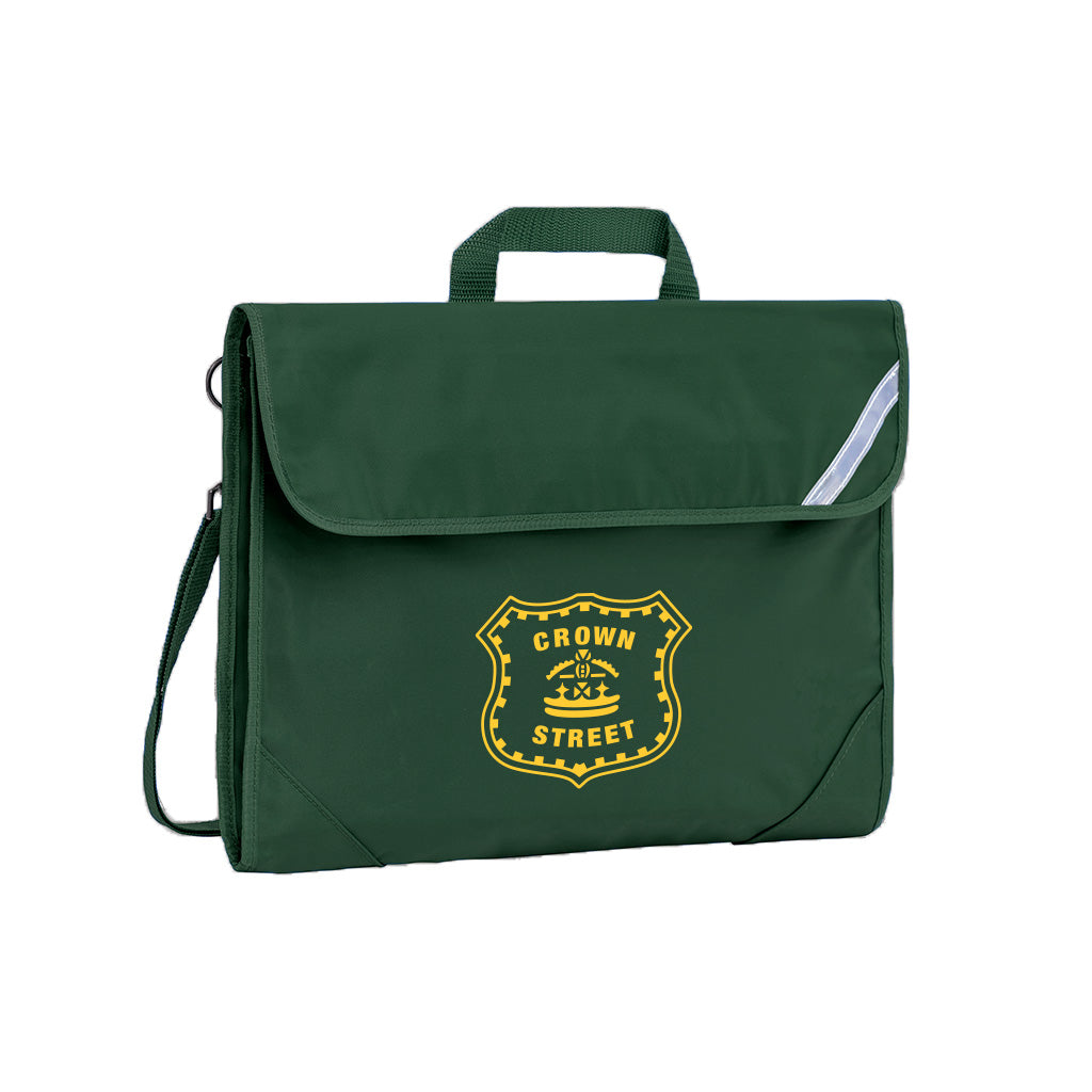 Premium Crown Street Safety Library Bags in Bottle Green - Durable Book Carriers for Students, Teachers & Book Lovers - Perfect for School, Library & Daily Commute