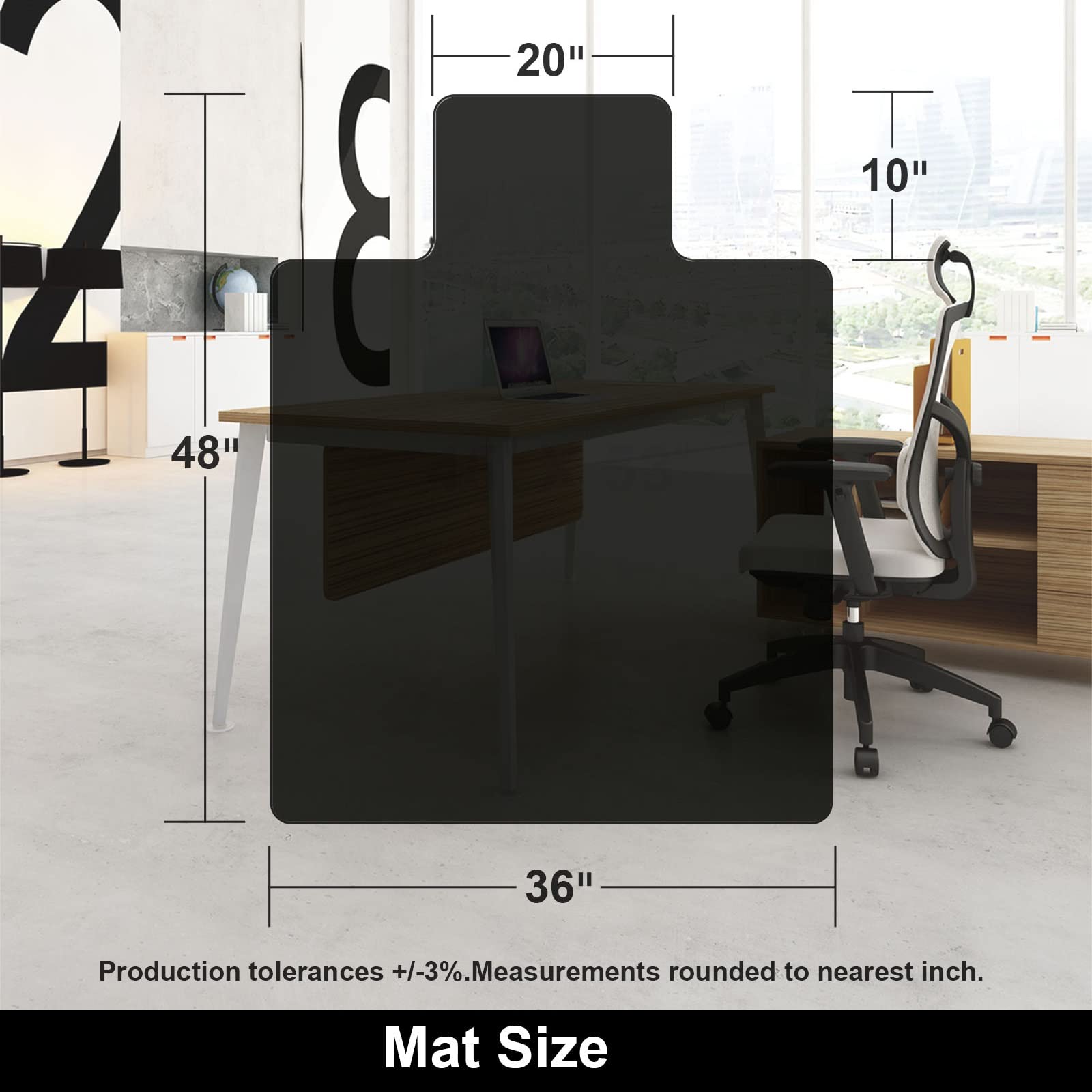 36 x 48 Inch Hardwood Floor Chair Mat for Office - Non-Slip Desk Chair Mat Protects Hard Floors, Smooth Glide for Rolling Chairs, No Curl (Perfect for Home Office, Computer Workstations & Gaming Setups)
