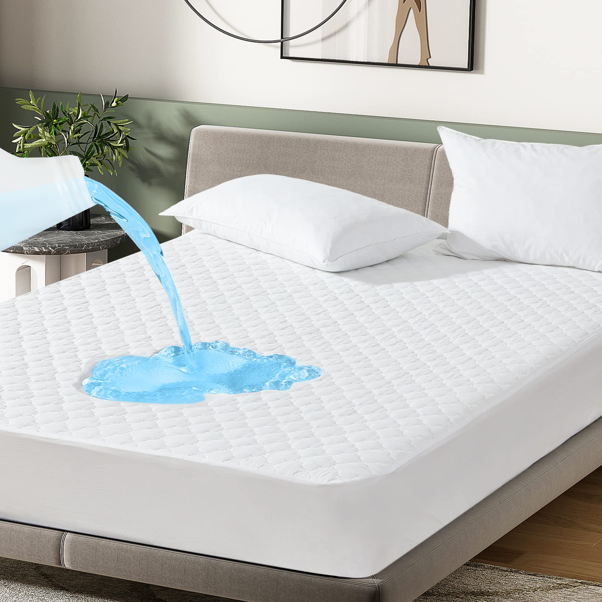 Twin Size Ultrasonic Waterproof Mattress Protector - 4 Leaf Clover Quilted Design, Fits Mattresses Up to 18