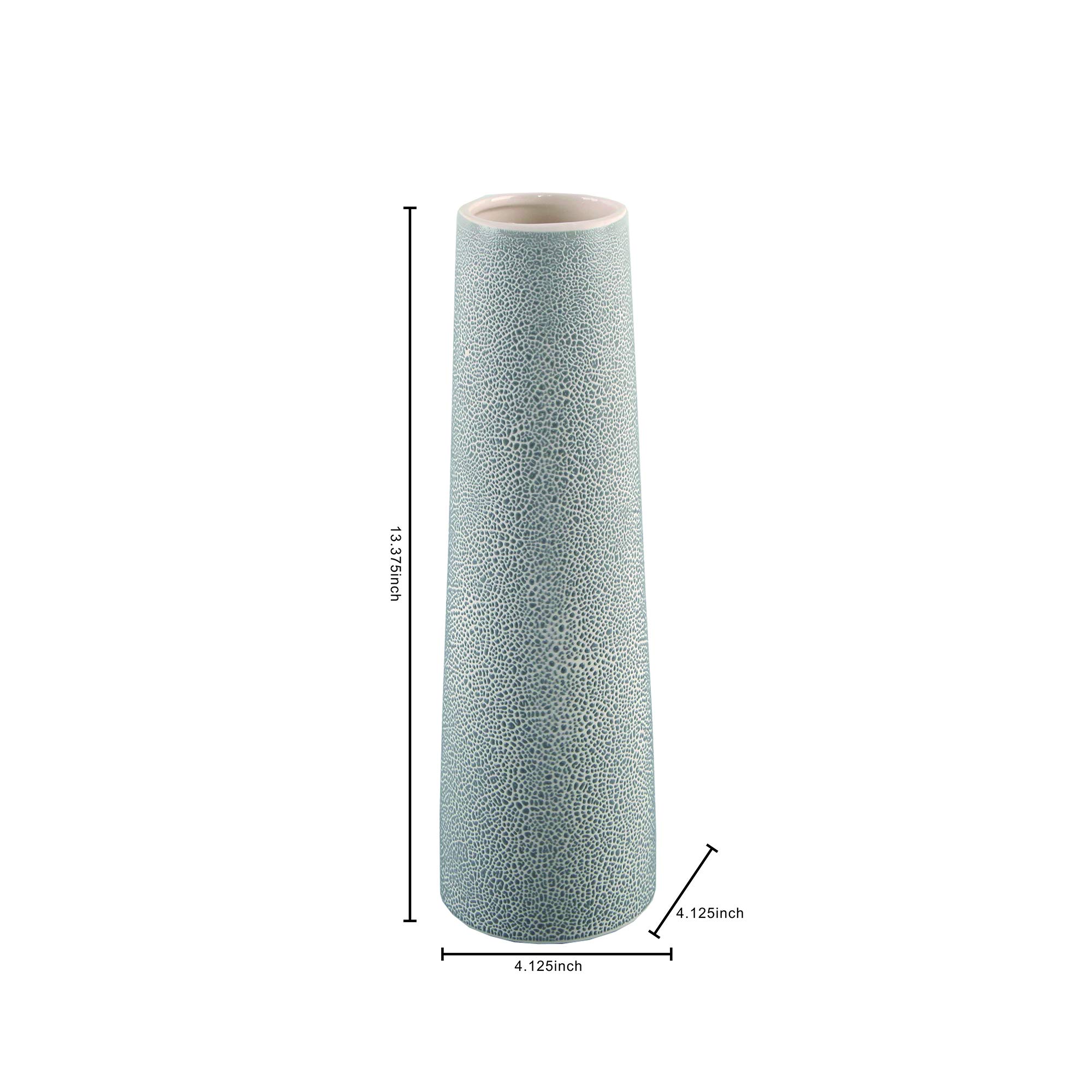 Flora Bunda Mid Century 14 Inch Ceramic Vase Planter with Leather Finish - Grey | Elegant Home Decor for Living Room, Office & Wedding Centerpiece
