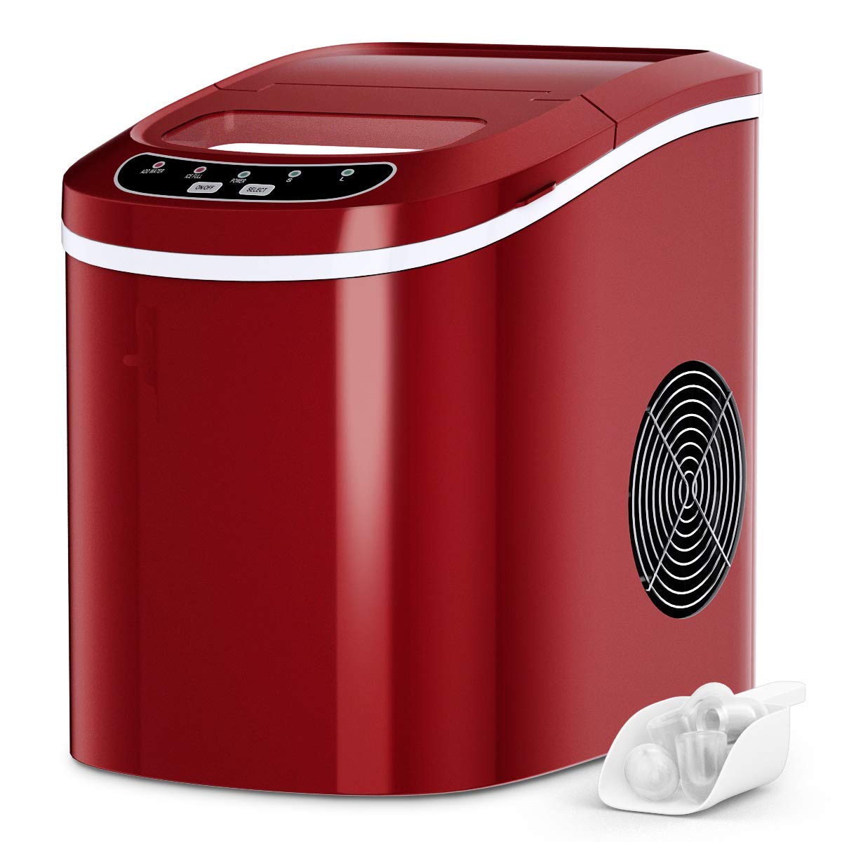 Portable Ice Maker Countertop - Fast 6-Minute Ice Cube Maker with Removable Basket & Scoop - Electric Ice Machine for Home, Office, RV, Parties - Easy-Use Panel, Compact Design (Red) - Perfect for Cocktails, Iced Coffee & Outdoor Gatherings